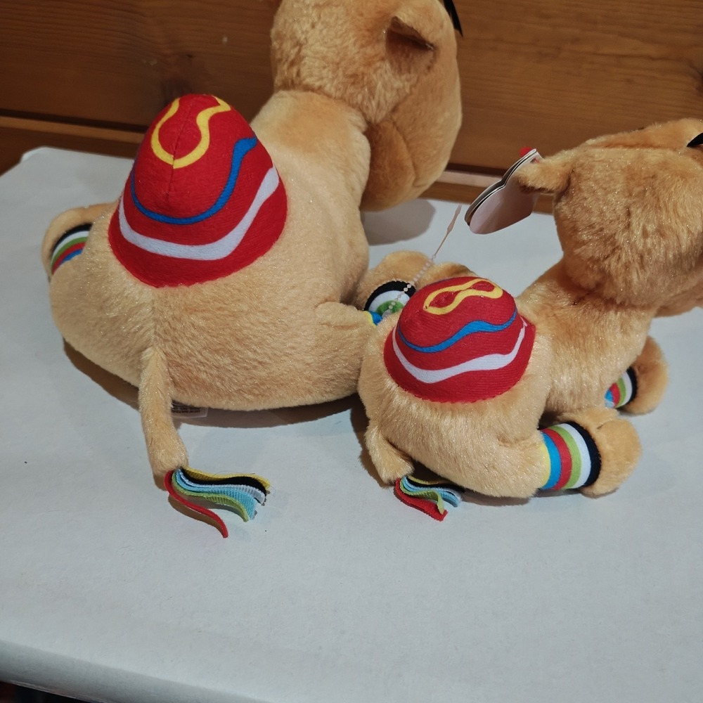 Set of 2 Ty Beanie Babies 12" & 8" JAMAL‎ the Camel Plush Heart Tags VelveTy - Picture 4 of 6